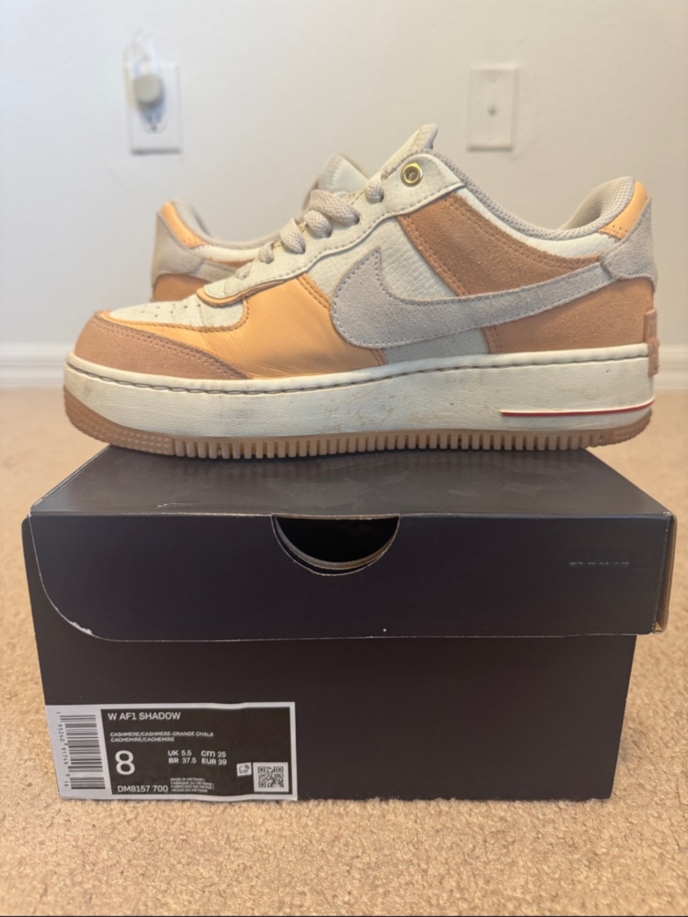 Nike Air Force 1 Shadow Peach & Cream Low Top Sneakers